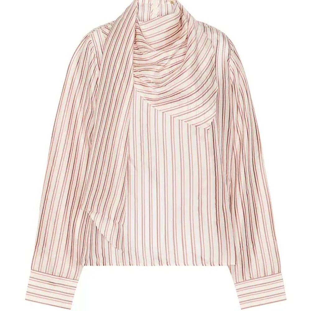 Celeste Silk Top in Red & Maroon Stripe